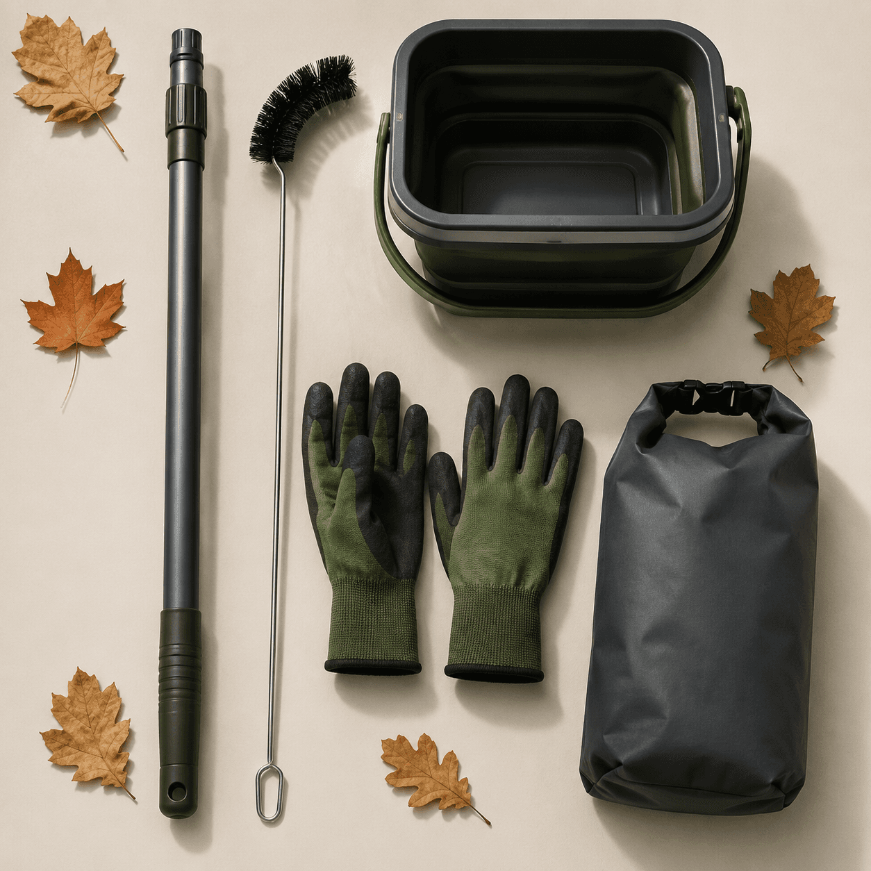 Autumn Gutter & Leaf Kit — Stay ahead of leaf-fall with gutter and drain tools plus weatherproof storage.