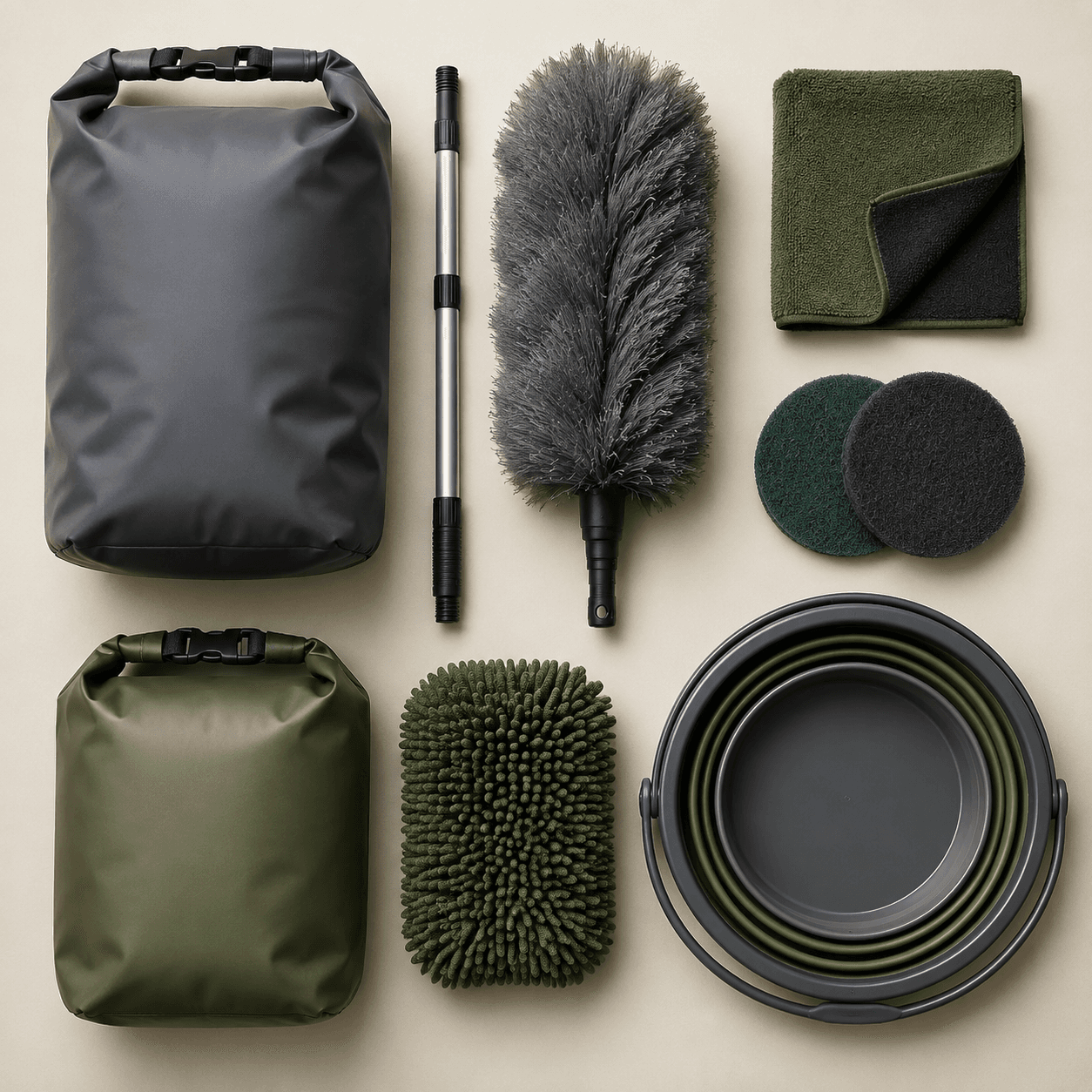 Shed & Garage Tidy Kit — Tidy and dust down sheds and garages, then store the kit dry.