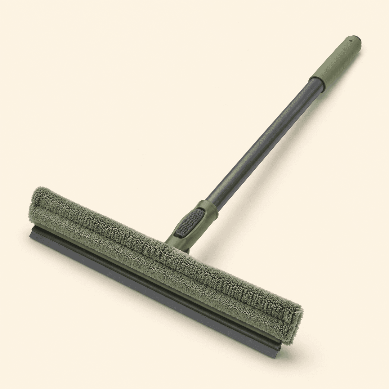 Long-Reach Window Cleaner — Microfibre sleeve and rubber blade head for streak-free exterior glass.